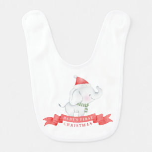 Cute Elephant   Baby's First Christmas Bib