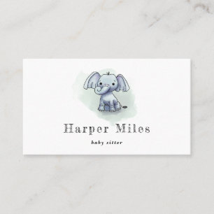 Cute elephant babysitter child care business card