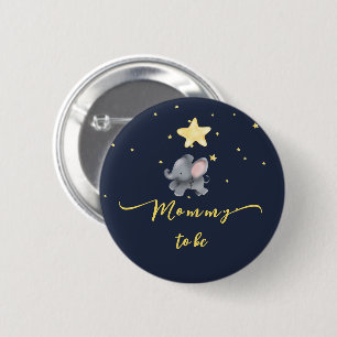 Cute Elephant & Balloon Mummy-to-be Button