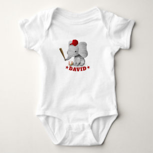 Cute Elephant Baseball Boy Baby Bodysuit