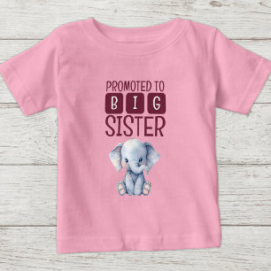 Cute elephant big sister pink baby T-Shirt