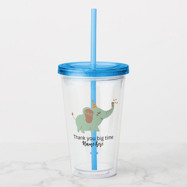 Cute Elephant Big Thank you, Baby Shower Thanks    Acrylic Tumbler (Front)