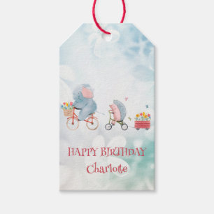 Cute Elephant bike Safari jungle Birthday party Gift Tags