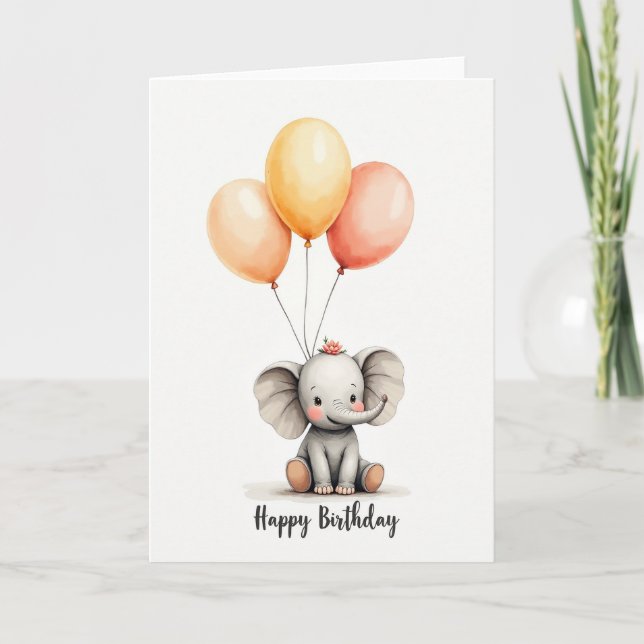 Cute Elephant Birthday Card (Front)