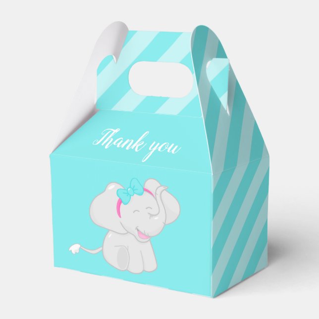 Cute Elephant Birthday Favour Box (Front Side)
