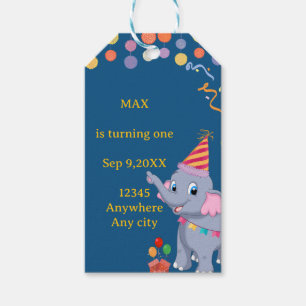 Cute Elephant Birthday Gift Tags