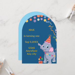 Cute Elephant Birthday Invitation Card