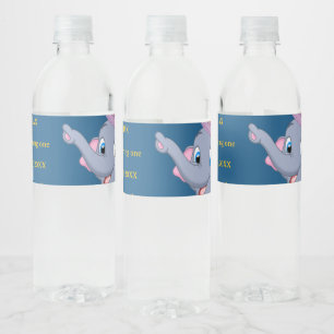 Cute Elephant Birthday  Water Bottle Label