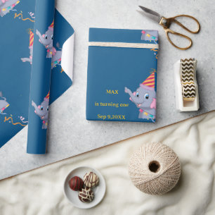 Cute Elephant Birthday  Wrapping Paper