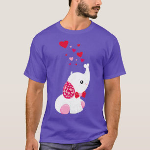 Cute Elephant Blowing Heart Bubbles Valentines T-Shirt