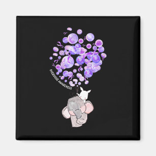 Cute Elephant Blowing Up Purple Lloons Overdose Aw Magnet