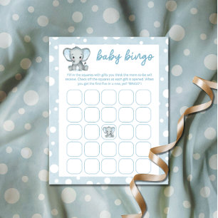 Cute Elephant blue baby bingo game