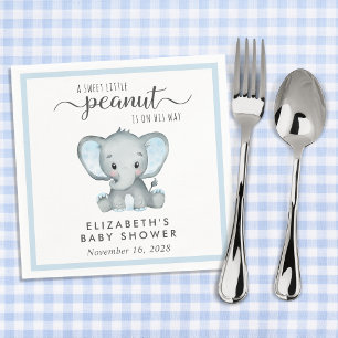 Cute Elephant Blue Baby Boy Shower Napkin