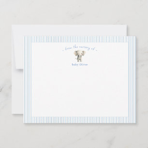 Cute Elephant blue border Baby Boy Thank You Card