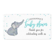 Cute Elephant Blue Confetti Baby Shower Thank You