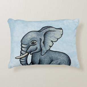 Cute Elephant Blue Personalised Accent Pillow