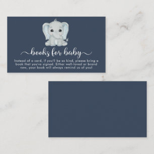 Cute Elephant Books For Baby Shower Enclosure Card