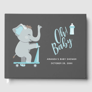 Cute Elephant Boy Baby Shower Guest Book