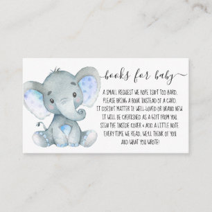 Cute Elephant Boy Book Request for Baby Shower Enclosure Card
