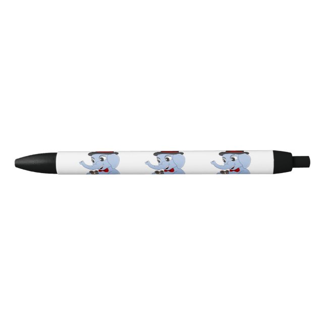Cute elephant boy cartoon black ink pen (Front)