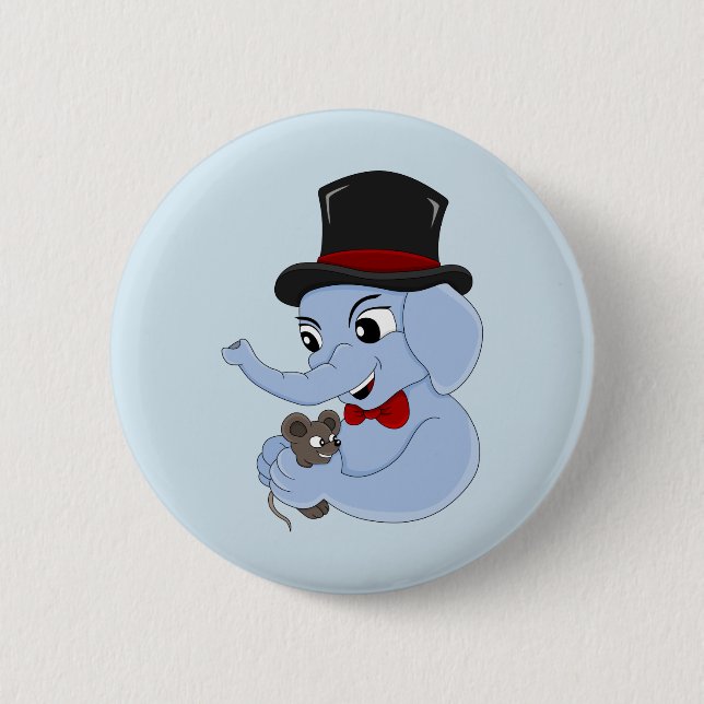 Cute elephant boy cartoon button (Front)