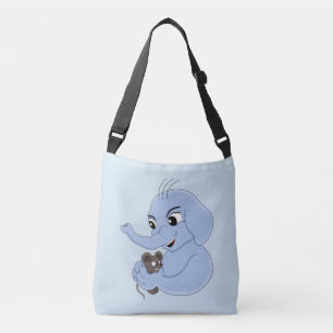 Cute elephant boy cartoon crossbody bag