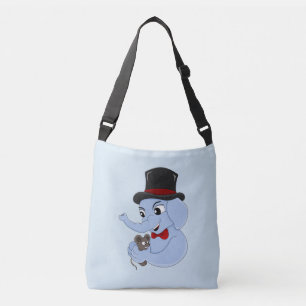 Cute elephant boy cartoon crossbody bag