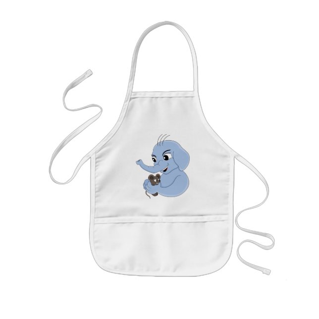 Cute elephant boy cartoon  kids apron (Front)