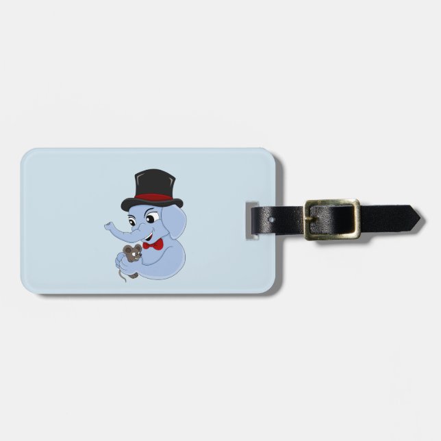 Cute elephant boy cartoon luggage tag (Front Horizontal)
