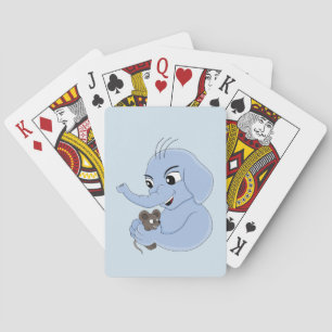 Cute elephant boy cartoon playing cards