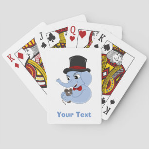 Cute elephant boy cartoon playing cards