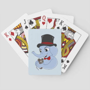 Cute elephant boy cartoon playing cards