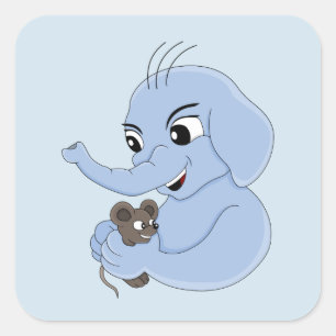 Cute elephant boy cartoon square sticker