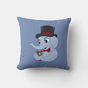 Cute elephant boy cartoon throw pillow