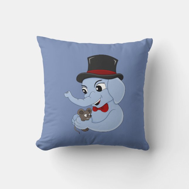 Cute elephant boy cartoon throw pillow (Front)