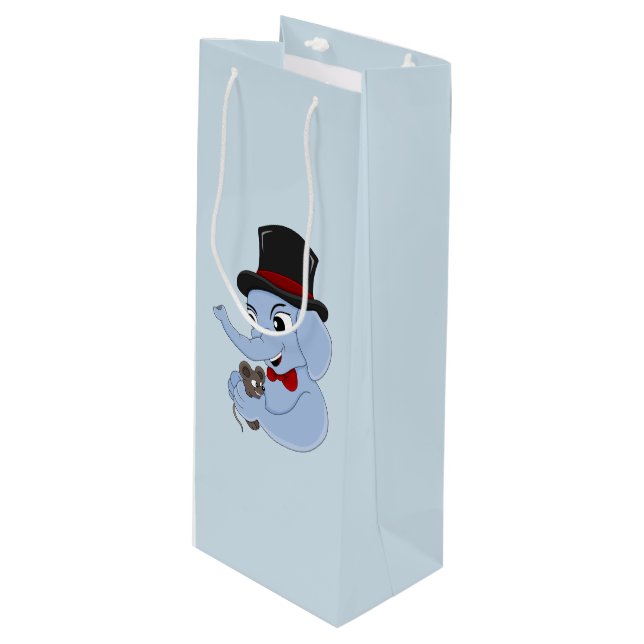 Cute elephant boy cartoon wine gift bag (Front Angled)