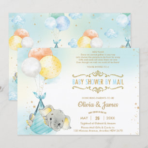 Cute Elephant Boy Virtual Baby Shower by Mail Invitation