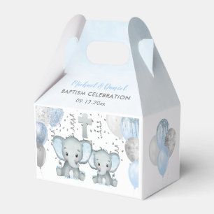 Cute Elephant Boys Balloon Baptism Favour Box