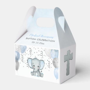 Cute Elephant Boys Balloon Baptism Favour Box