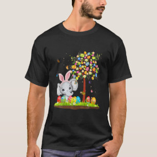 Cute Elephant Bunny Egg Colourful Egg Happy Easter T-Shirt