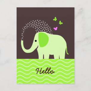 Cute Elephant & Butterflies Postcard