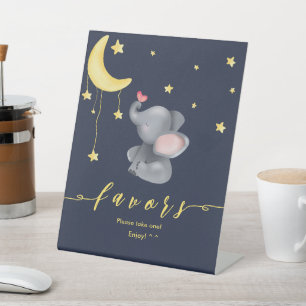 Cute Elephant & Butterfly Baby Shower Favours Pedestal Sign