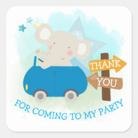 Cute Elephant Car Thank You Boy Birthday