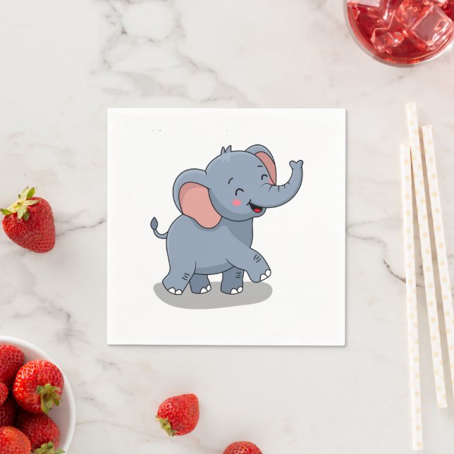 Cute Elephant Carrying Gift Napkin (Insitu)