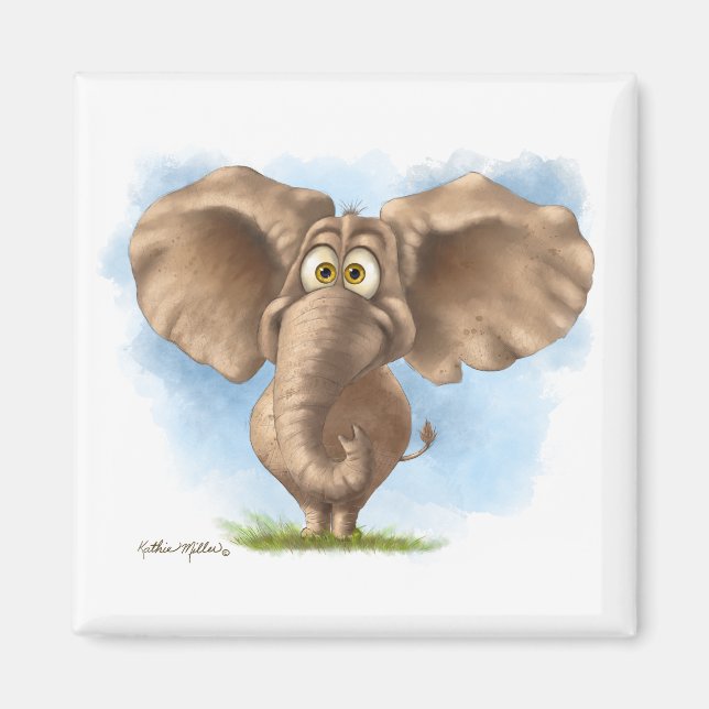 Cute Elephant Cartoon Magnet (Front)