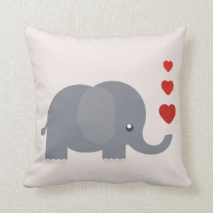 Cute elephant cartoon with red hearts valentine cushion