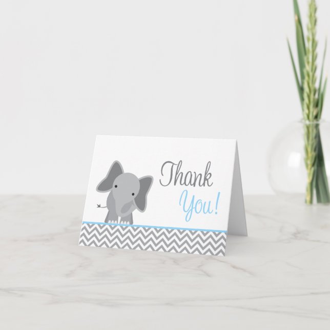 Cute Elephant Chevron Light Blue Thank You (Front)