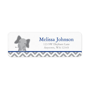 Cute Elephant Chevron Navy Blue