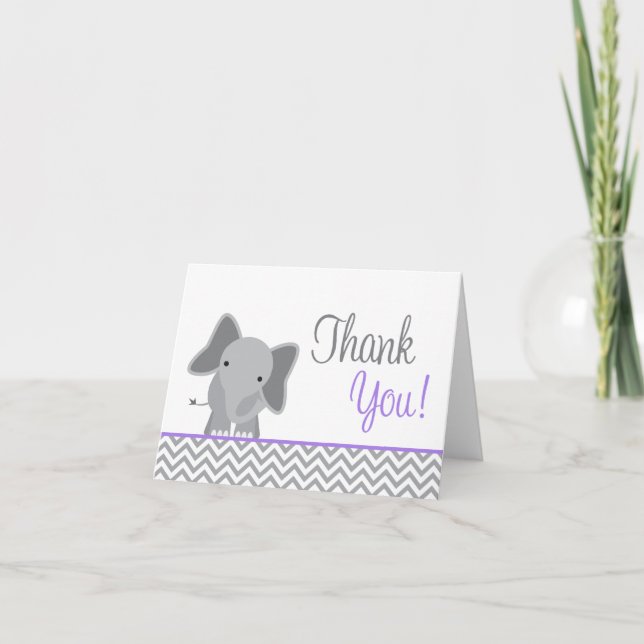 Cute Elephant Chevron Purple Thank You (Front)