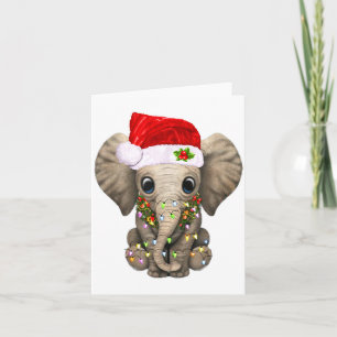 Cute Elephant Christmas Light Funny Elephant Lover Card